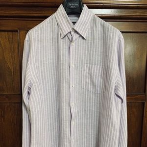 Canali 100% Linen Lavender Dress Shirt (L)